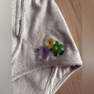PINK Victoria's Secret Gray Athletic Shorts with Floral Embroidery - Medium